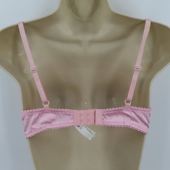 Dolce & Gabbana Womens 34B Solid Pink Satin Bow Coquette Bra Underwire Lined - Picture 8 of 16